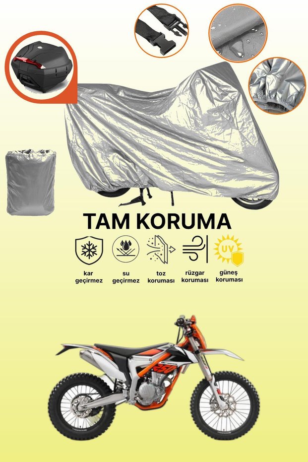 Gray Rear Bag Compatible with Ktm 250 F Freeride Compatible Motor Tarpaulin