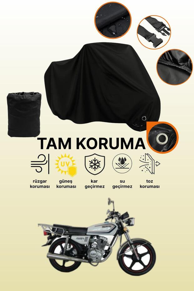 Black Compatible with Lock Kuba Cg150 Compatible Motorcycle Tarpaulin