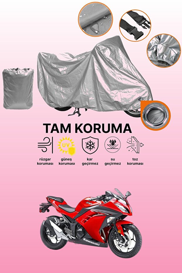 Gray Compatible with Kawasaki Ninja 300 Compatible Motorcycle Tarpaulin