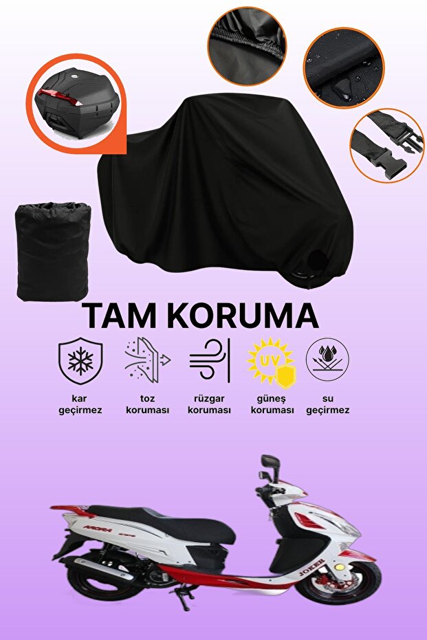Arora Ar 150-t Compatible Motorcycle Tarpaulin Compatible with Black Rear Bag