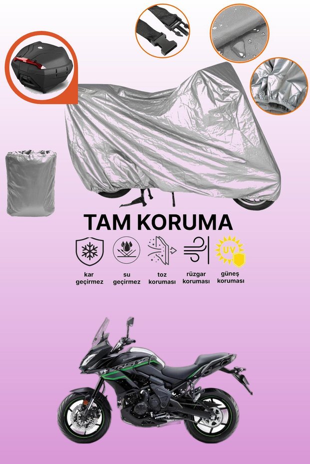 Motorcycle Tarpaulin Compatible with Gray Tail Bag Compatible with Kawasaki Versys 650