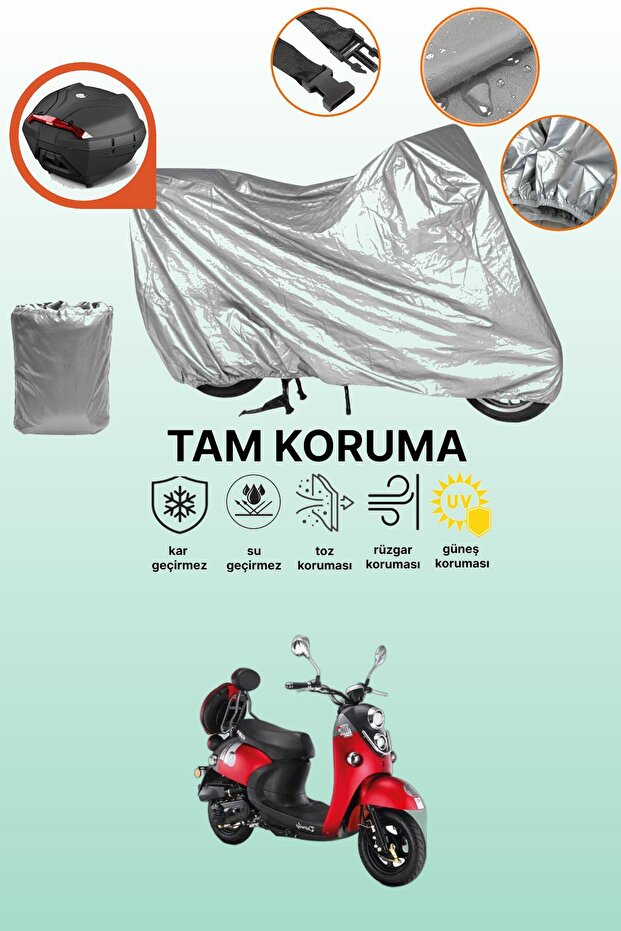Kuba Trendy 50 Compatible Motorcycle Tarpaulin Compatible with Gray Rear Bag