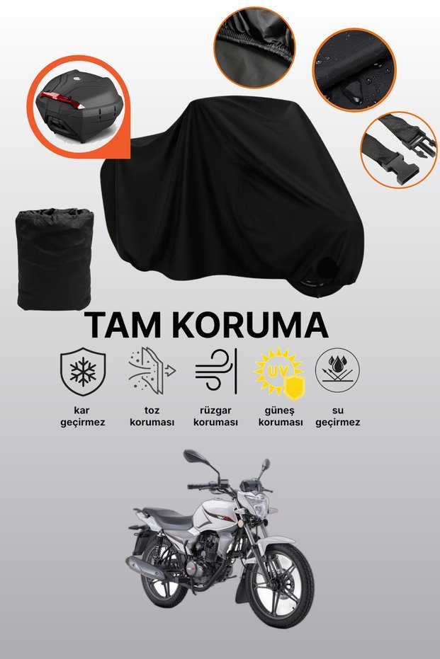 Rks Rk150-S Compatible Motorcycle Tarpaulin Compatible with Black Rear Bag
