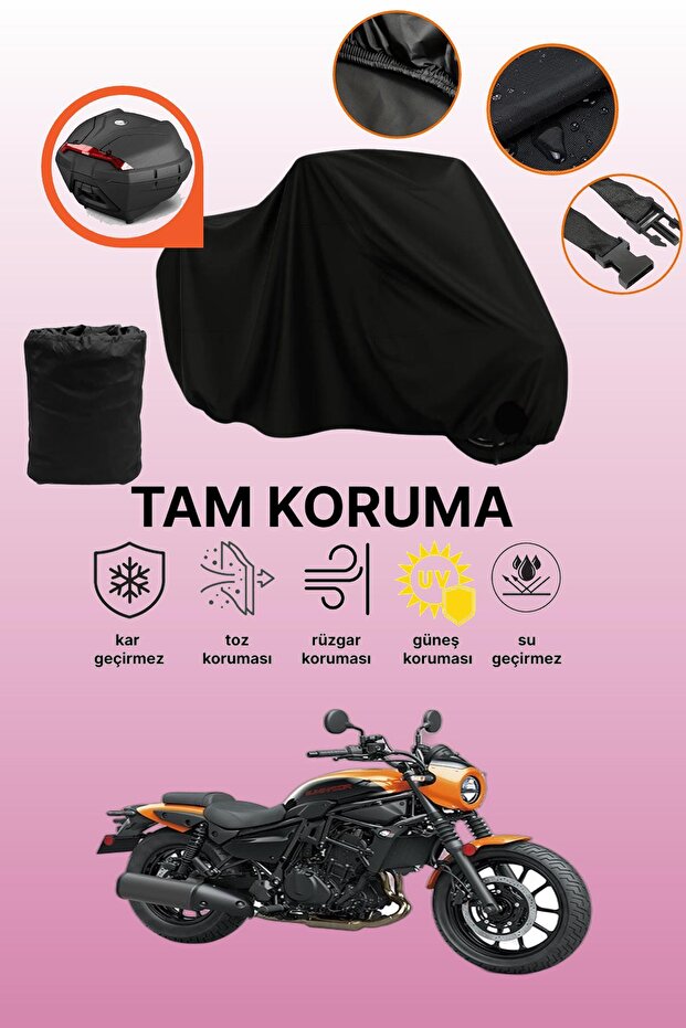 Black Tail Bag Compatible with Kawasaki Eliminator 500 Compatible Motorcycle Canvas
