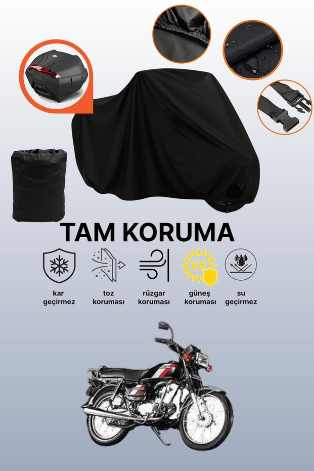 Honda Hero 100 Compatible Motorcycle Tarpaulin Compatible with Black Rear Bag