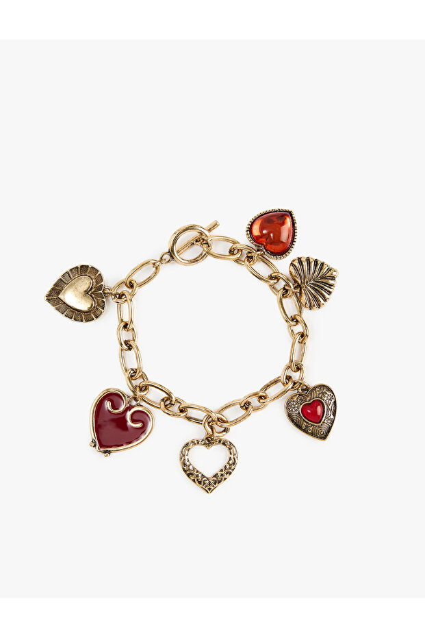 Heart Detailed Dangle Chain Bracelet