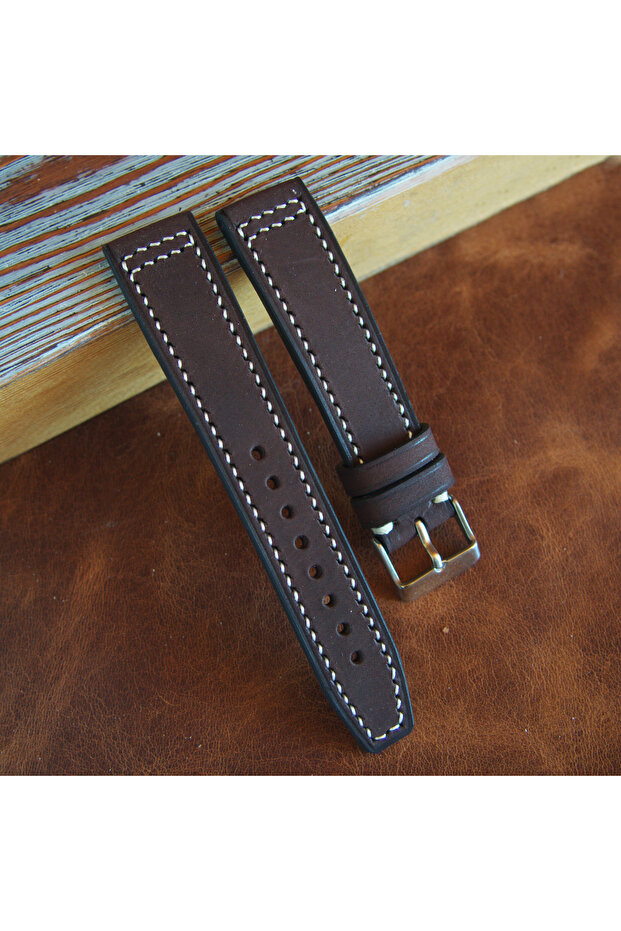 26mm Compatible Dark Brown Leather Watch Band Real Leather Watch Strap