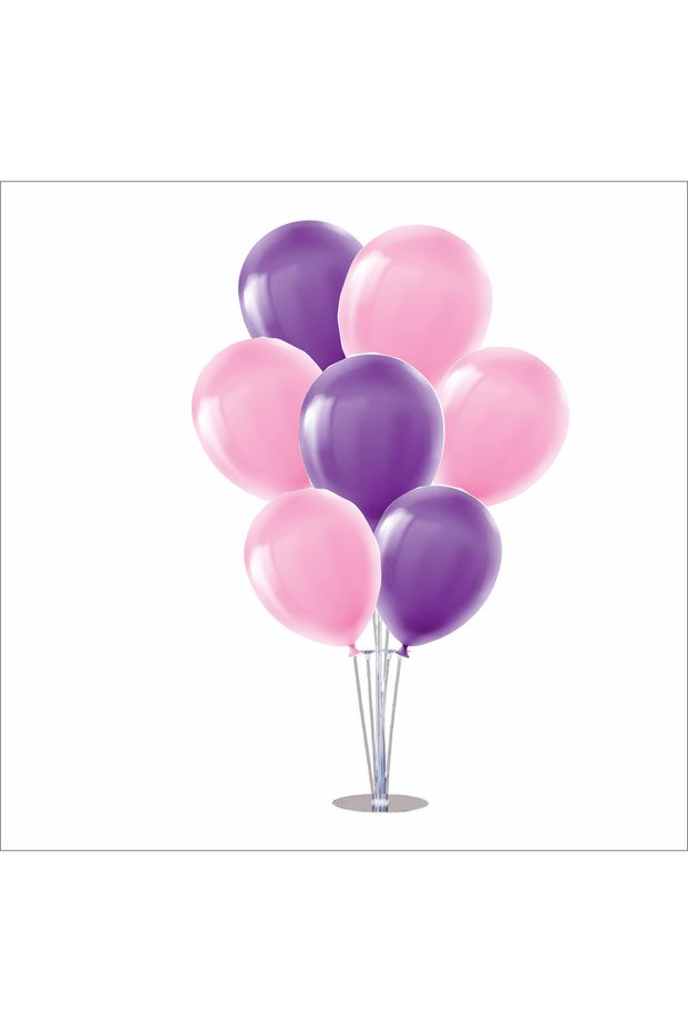 Standing Balloon Stand Set of 7, 7 Purple, Pink Balloons