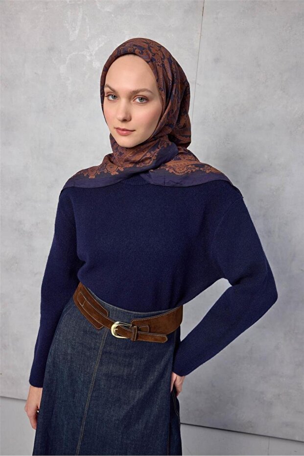 Viscose Velora Scarf Four Seasons Dark Navy Blue 90X90