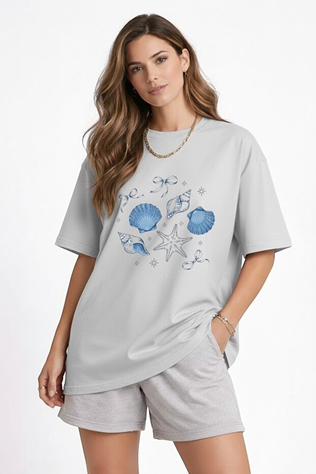 Unisex Colorful T-Shirt with Sea Shell Print