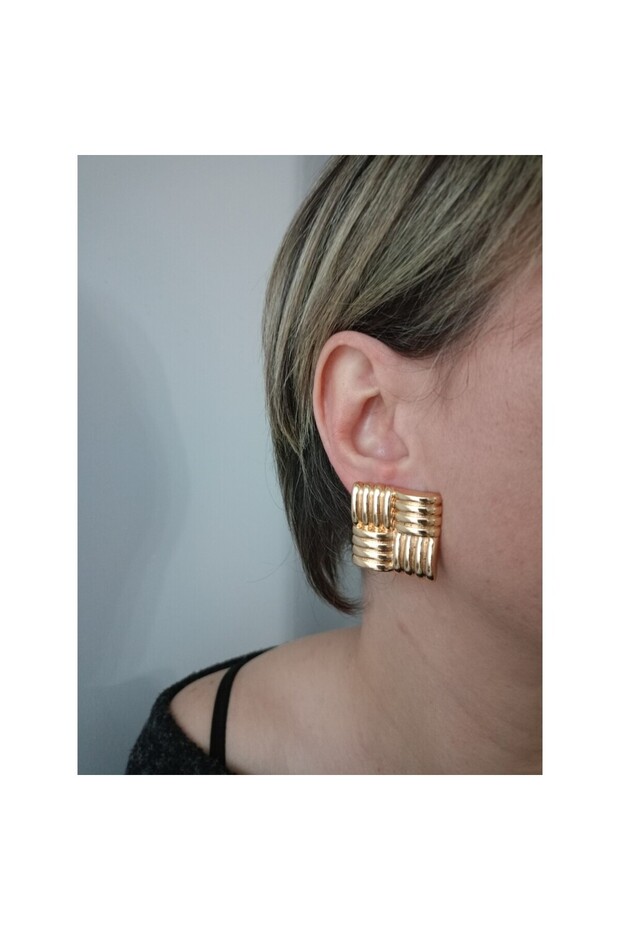 Square Shape Line Earrings - Special Series Brand Model Earrings