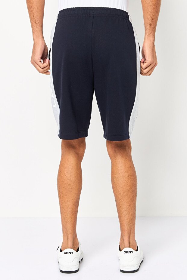 Men Brand Logo Basic Shorts, Navy - 4