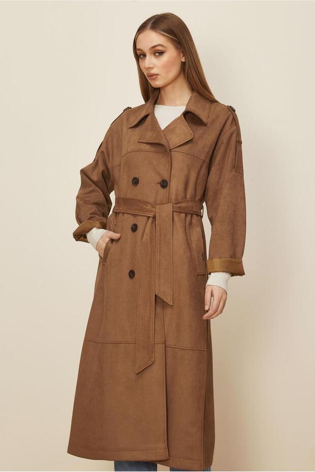 Belted Suede Trench Coat 10986