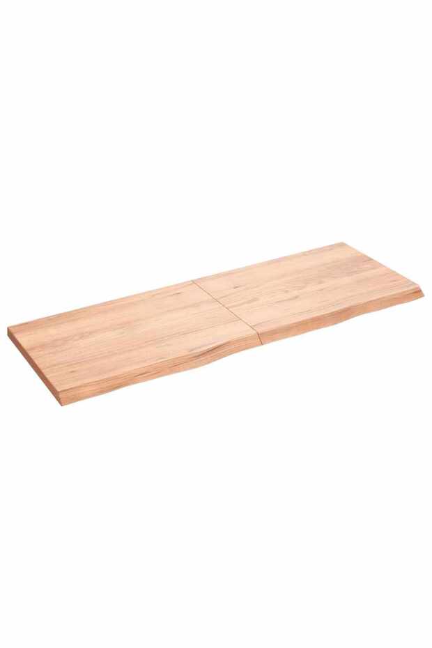 Table Top Light Brown 140x50x(2-4) cm Treated Solid Wood Oak