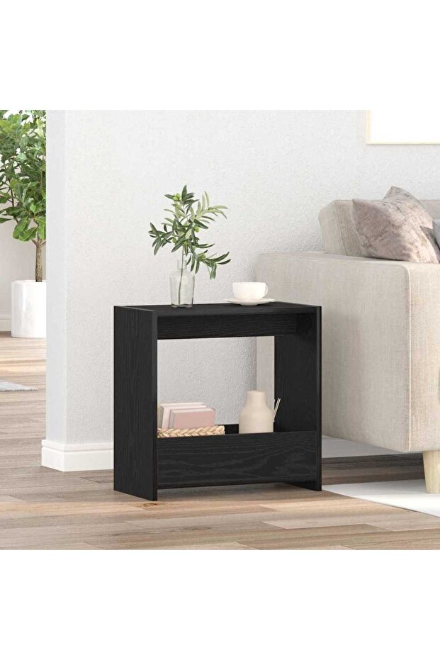 Side Table Black Oak 50 x 26 x 50 cm Engineered Wood