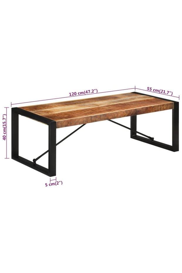 Dining Table 120x55x40 cm Solid Rough Wood Mango - 3