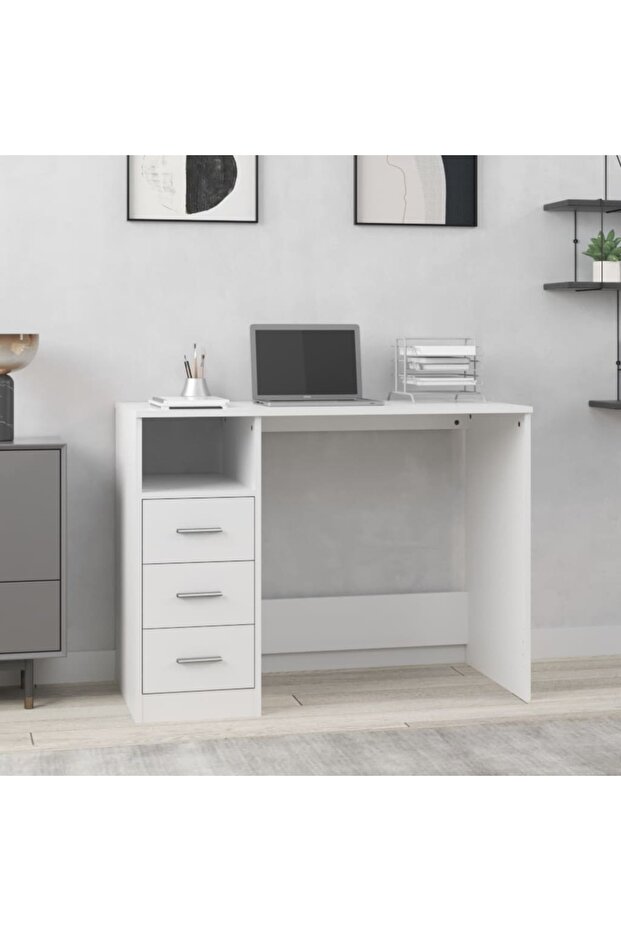 Desk with Drawers White 102x50x76 cm Engineered Wood