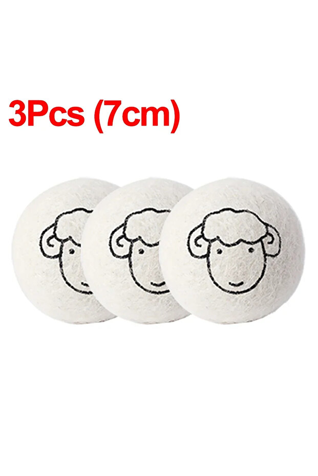 lamb 3pcs (7cm) 6Pcs Reusable Wool Dryer Balls Clothes Softener Laundry Fleece Dryer Ball Kit Home C