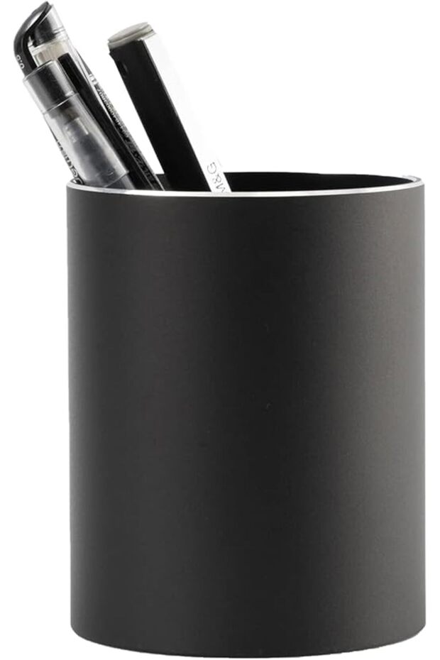 Office Desktop Pen Holder, Storage Box for Family(Black, Aluminum Alloy)