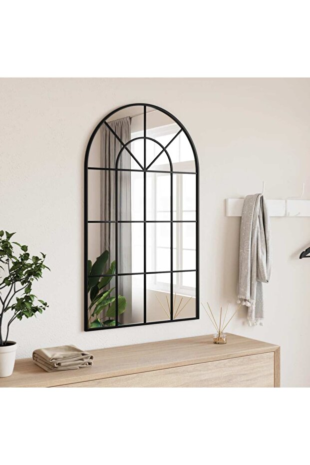 Wall Mirror Black 60x100 cm Arch Iron