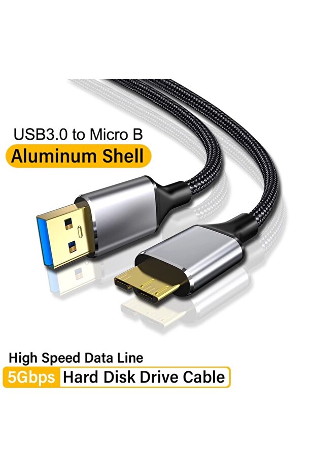 كابل محرك أقراص صلبة خارجي USB 3.0 من النوع A إلى Micro B بطول 1 متر، يدعم مزامنة البيانات بسرعة 5 جيجابت في الثانية