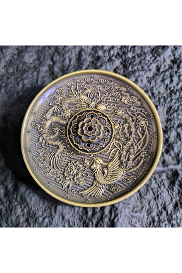 DA 10cm Dragon and Phoenix Sandalwood Incense Burner Metal Incense Sticks Holders Can Use for Ashtra