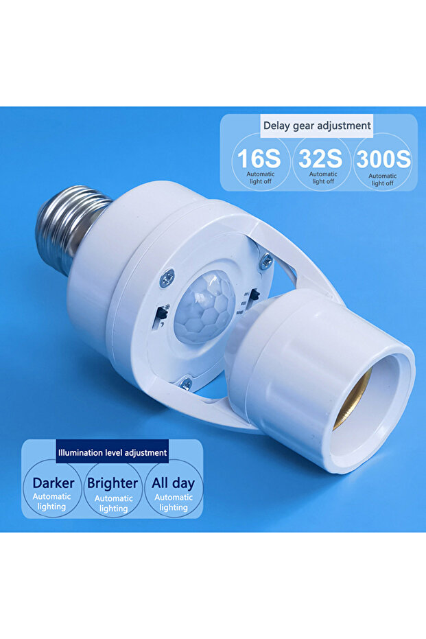 360 Degrees Human Induction Motion Sensor Lamp Socket Base AC85-265V Delay Time Switch E27 Base H... - 1