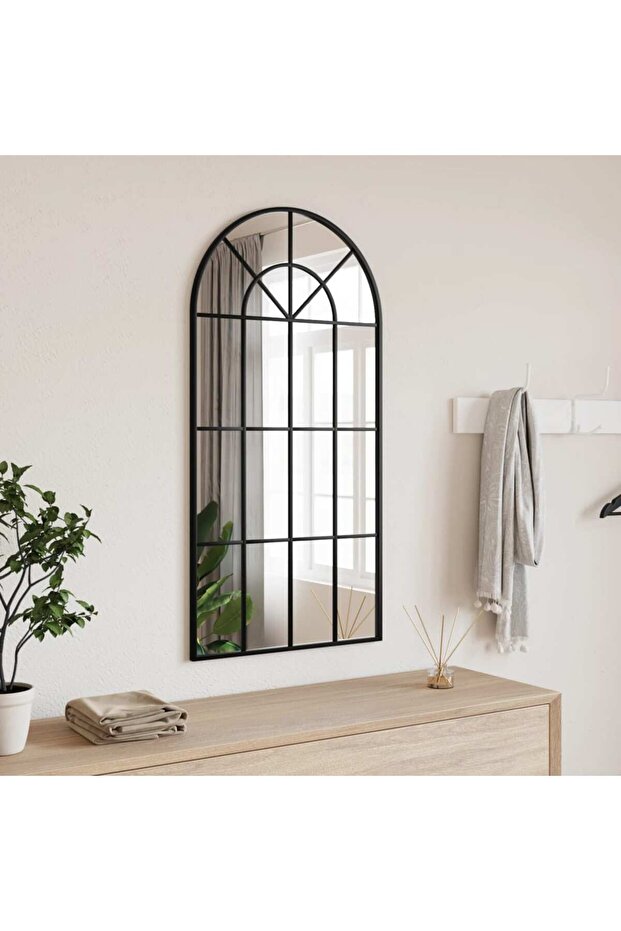Wall Mirror Black 50x100 cm Arch Iron