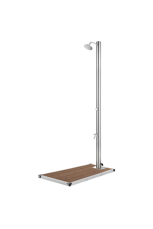Garden Shower with Brown Base 220 cm Stainless Steel