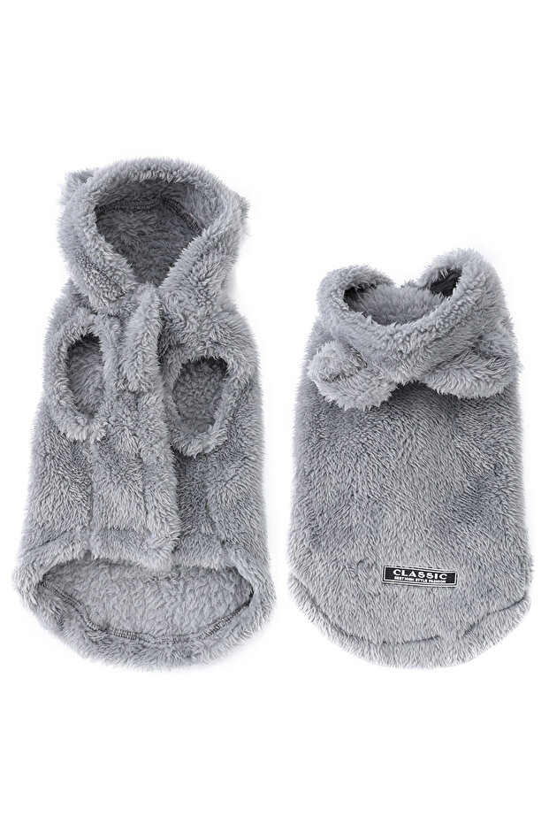 L Gray Autumn Winter Dog Clothes For Small Medium Dogs Warm Plush Rabbit Ears Pet Coat Cute Soft Pup