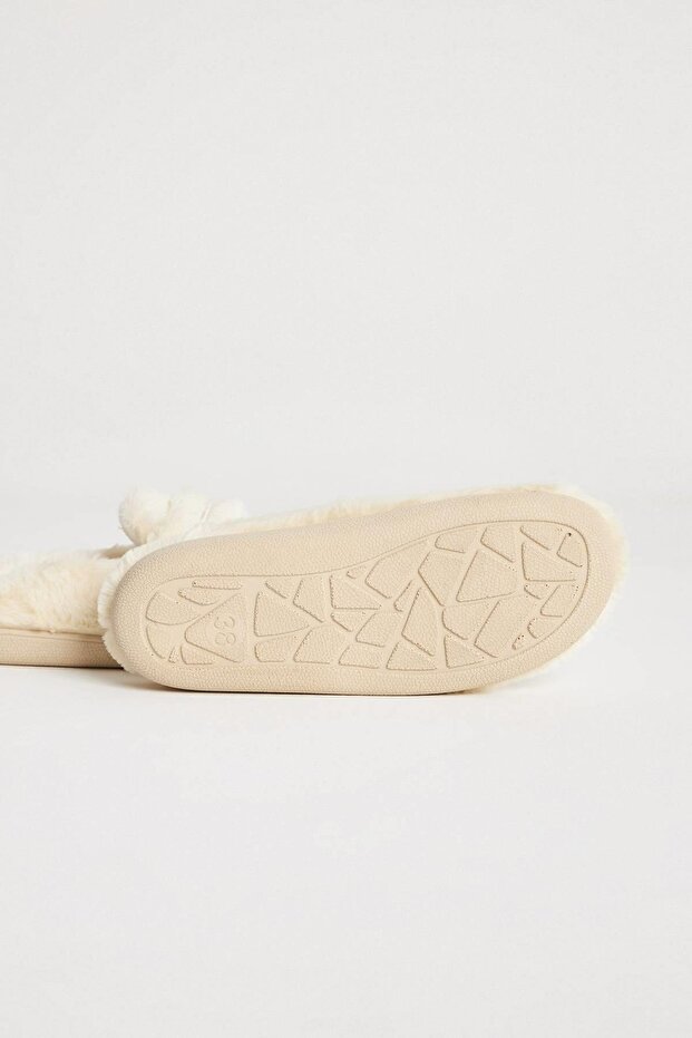 Loafer Ecru Plush Slippers