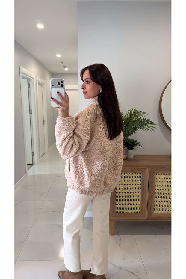 Jachetă de pluș bej Dellas - 3