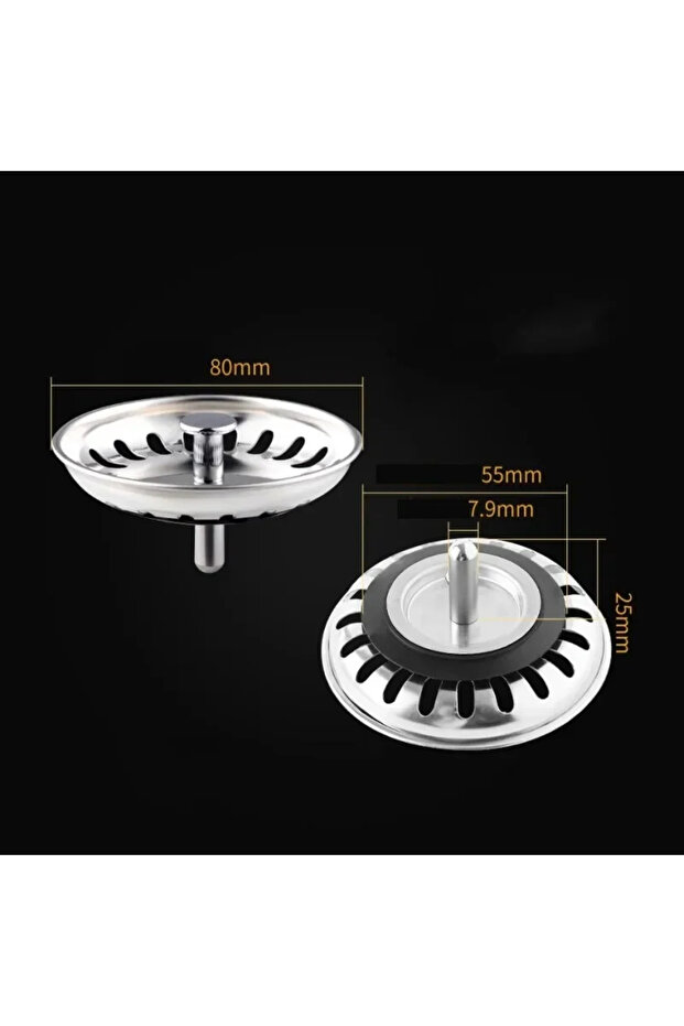 silver 1PCS Stainless Steel Sink Drain Basin Drainer Waste Strainer Plug Waste Basket Sealing Lid fo