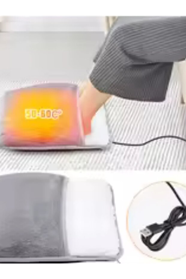 dark gray Winter Electric Foot Heating Pad USB Charging Soft Plush Washable Foot Warmer Heater Impro