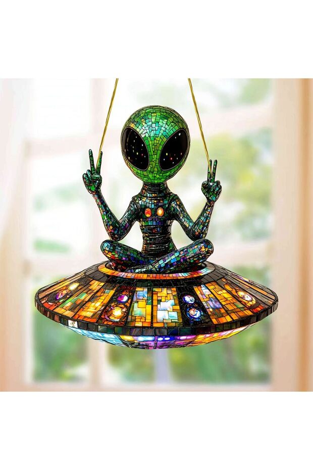 army green 2D Flat Pendant/Bohemian Alien UFO Acrylic Sun Catcher