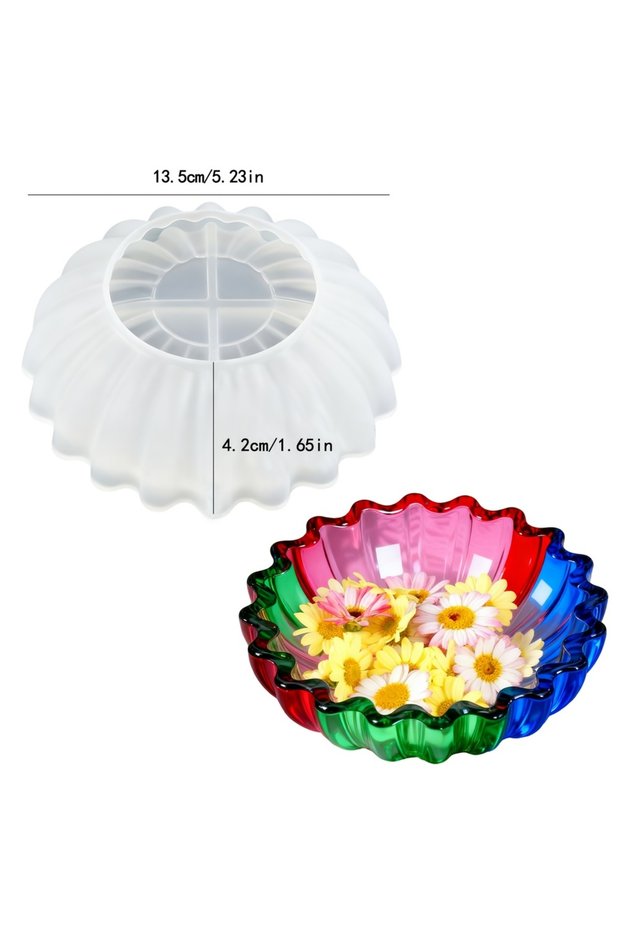 Lace bowl mold 1pc- 5.23-inch flower plate large bowl silicone mold, DIY candle box, jewelry plate,