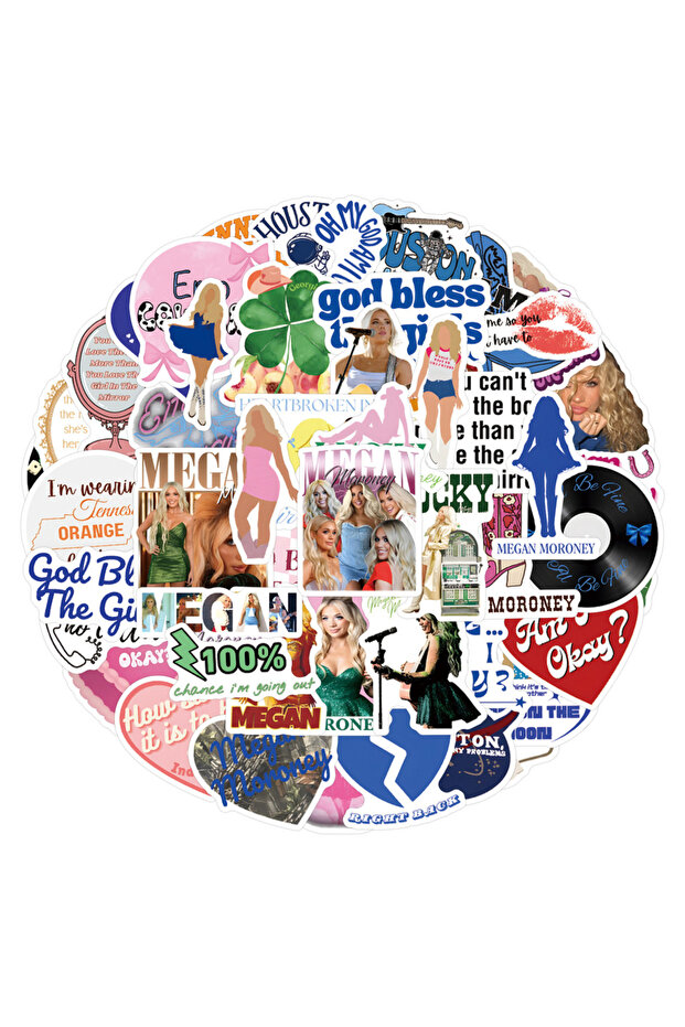 Multicolor 55Pcs Megan Moroney Stickers Am I Okay DIY Stickers Scrapbooking Luggage Skateboard