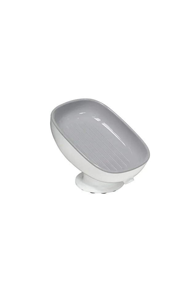 Gray Super Suction Cup Soap Holder With Drain Water For Bathroom Soap Box Dish Kithcen Sponge Holder