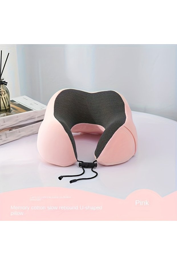 12x26x28cm Pink 1pc Slow Rebound Travel Pillow,U-shaped Headrest Neck SupportPillow,Nap Pillow Trave