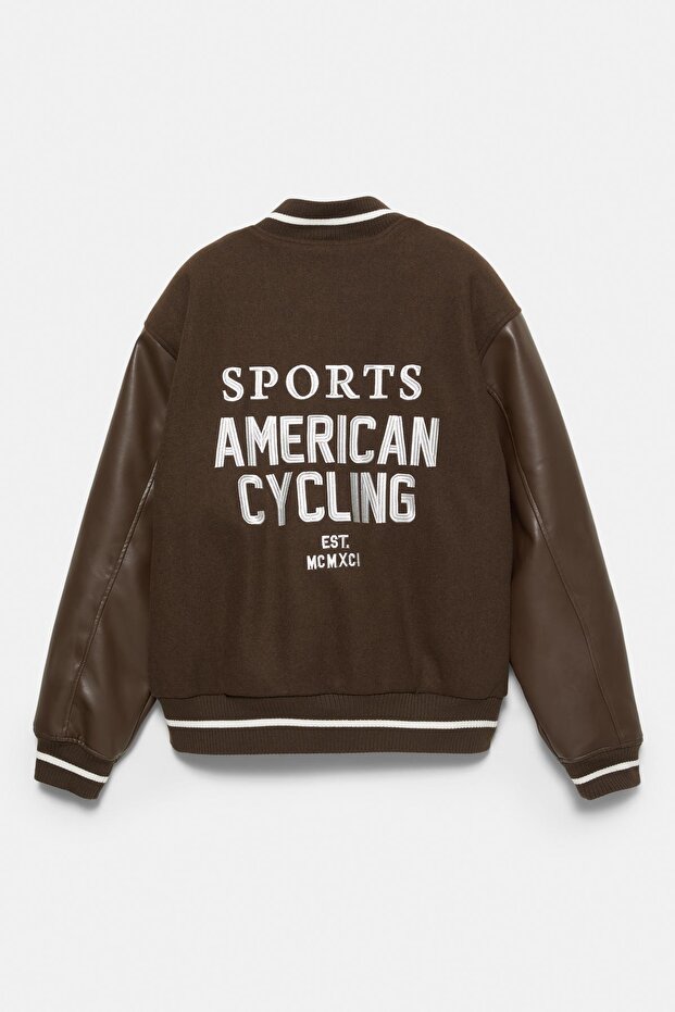 Kahverengi bomber ceket - 6