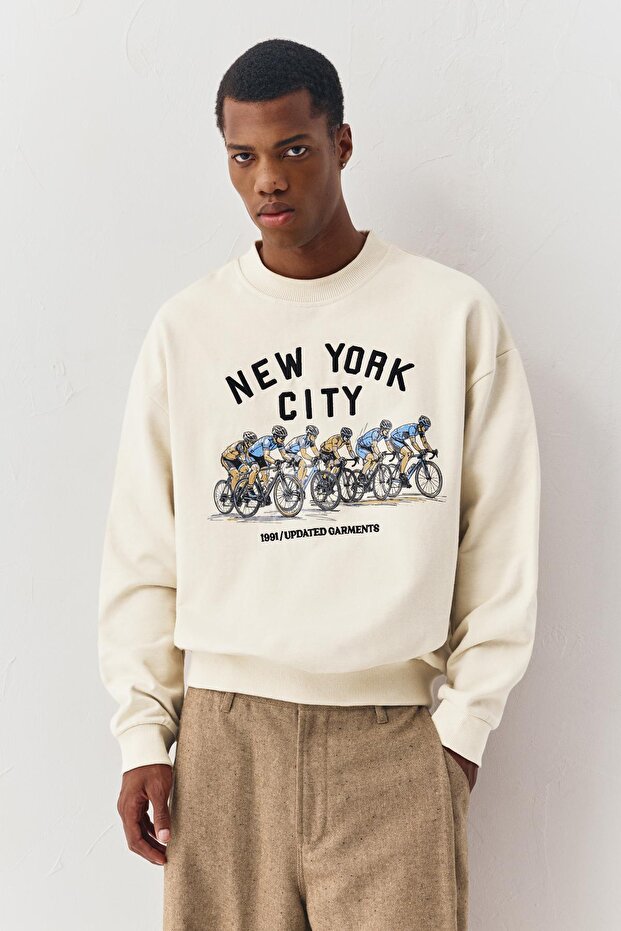 Bisikletçi grafik baskılı sweatshirt - 2