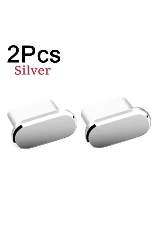 Silver B-2PCS 1-5Pcs Metal USB Type C Dust Plug for iPhone 17 Pro Max Air 17PM Mobile Phone Type-C C