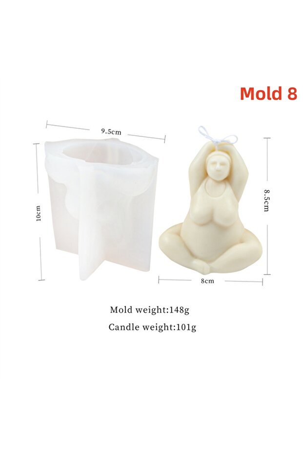 Body Mold 8 3D Lady Body Candle Mold Yoga Pose Soap Scented Plaster Epoxy Resin Making Mold DIY Home