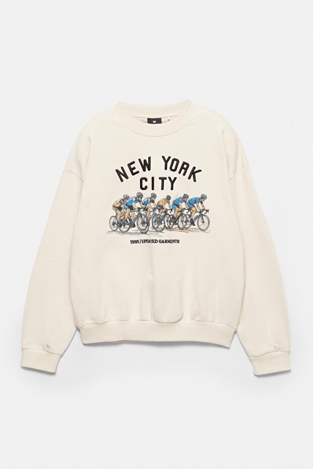 Bisikletçi grafik baskılı sweatshirt - 6