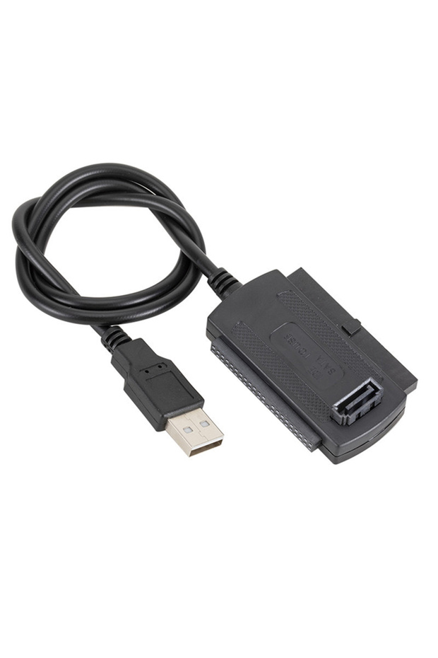 كابل محول USB 2.0 إلى IDE أسود اللون لمحركات الأقراص الصلبة مقاس 2.5 و 3.5 بوصة