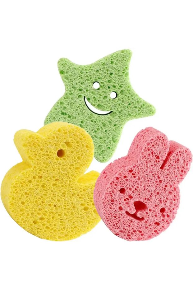 3pcsGY Children's Bath Sponge Sponges Body Wash Bathing Cute Frosted Wood Pulp Baby Shower Wood Pulp