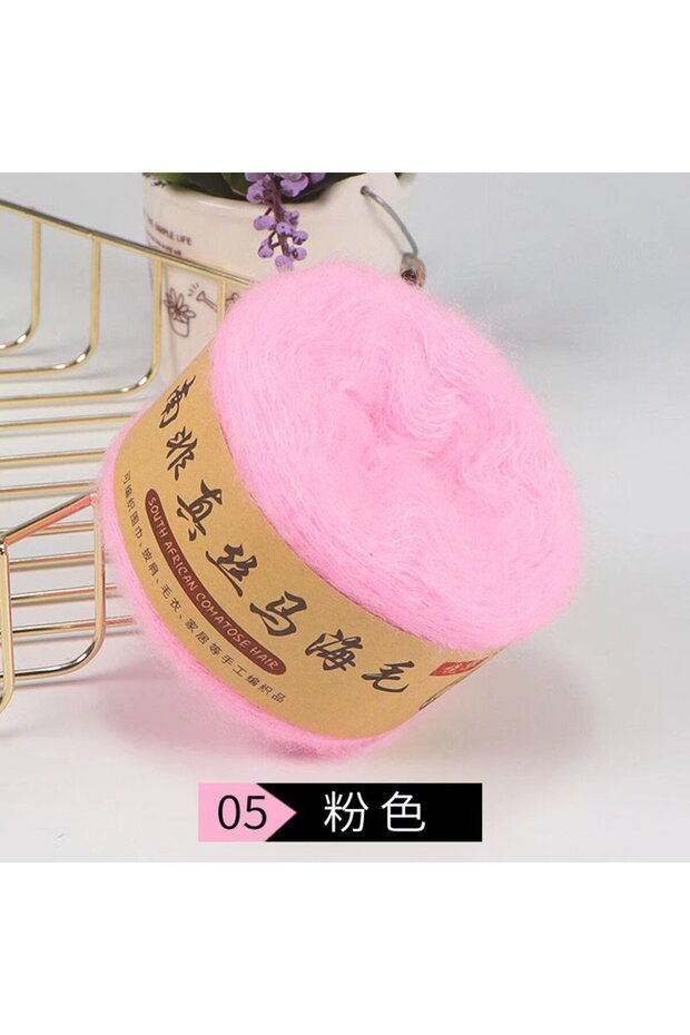 7 50g/roll 480M Silk Pony Hair Wool Yarn Hand-woven Fine Wool Plush Yarn For Shawl Sweater Line Cas.