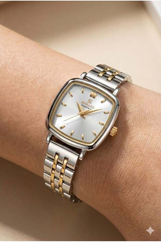 Women's Wristwatch | 24mm Steel Case, Silver - Gold Color Band, Mineral Glass