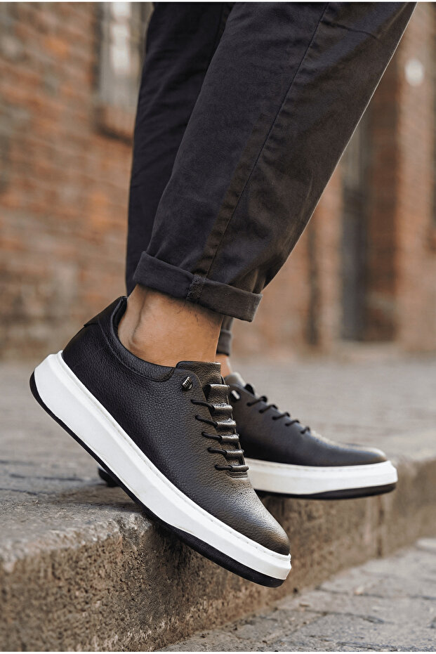 Zrnr-404 Urban Comfort Premium Laceless Casual Men's Sneaker Black White