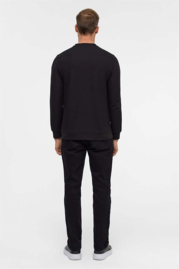 Siyah Regular Armürlü V Yaka Triko - 6